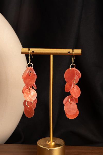 Resort Style Colorful Round Shell Tassel Earrings