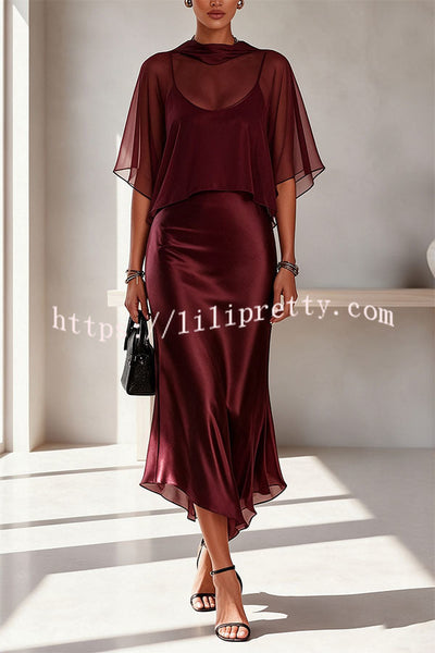 Sophisticated Draped Satin Evening Party Gown