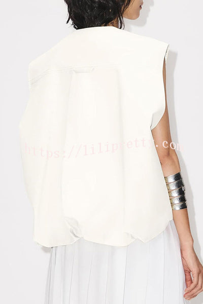 Fashion Zipper Sleeveless Pocket Loose Vest Jacket