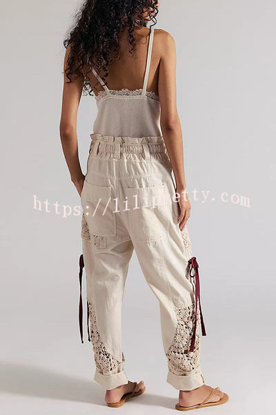 Rockaway Crochet Panels Bow Detail Elastic Waist Pocket Pull-On Craft Pants