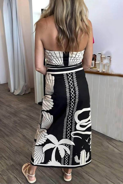 Unique Beautiful Floral Print Off-The-Shoulder Midi Dress