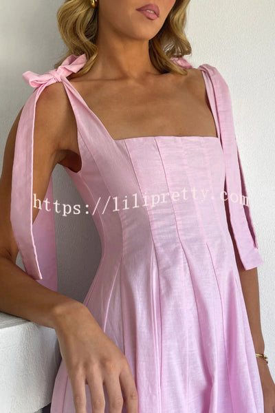 Solid Color Sleeveless Tie-up Suspender Elegant Patchwork Maxi Dress