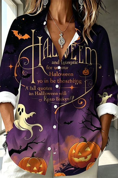 Halloween Ghost Pattern Casual Long Sleeve Top