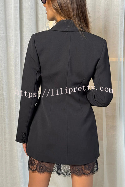 Pure and Beautiful Double-breasted Long Sleeve Lapel Blazer Mini Dress