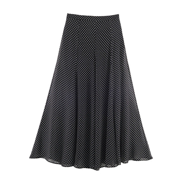 Seraphina Draped Bias-Cut Polka Dot Skirt