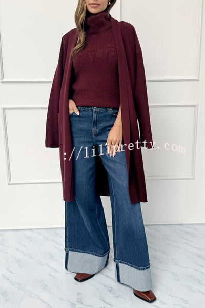 Comfortable Season Ribbed Knit Turtleneck Sleeveless Relaxed Sweater