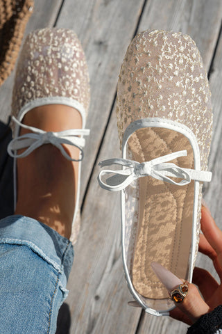 Fashionable Embroidered Square-toe Flat Casual Shoes