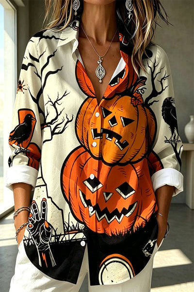Fun Jack-O'-Lantern Face Orange Shirt