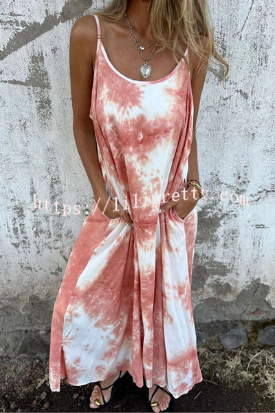Zebra Print Suspender Pocket Loose Backless Maxi Dress