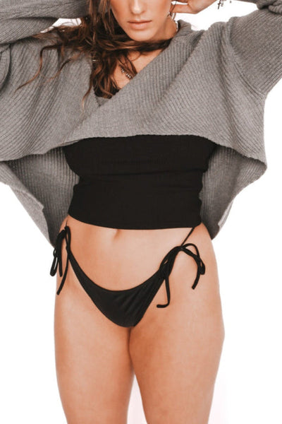 Solid Color Loose Long-sleeved Irregular Casual Knit Top