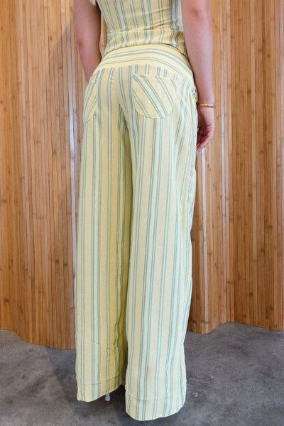 Striped Halter Top and Wide-leg Pants Set
