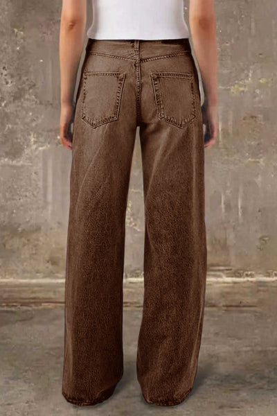 Stylish Casual Pocket Loose Straight Leg Jeans