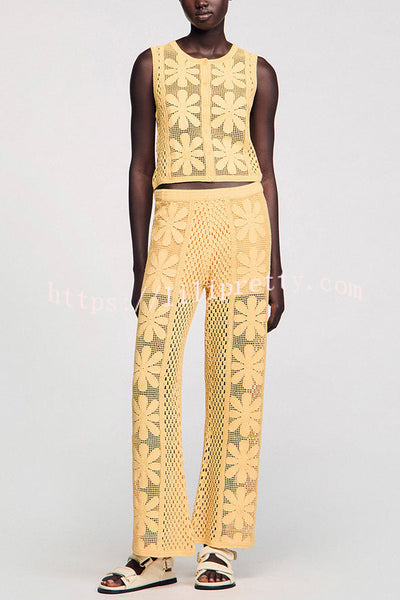 Fashion Embroidered Hollow Sleeveless Round Neck Knitted Vest