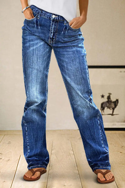 Stylish Pocket Stretch Casual Straight Leg Jeans