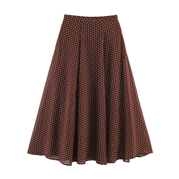 Seraphina Draped Bias-Cut Polka Dot Skirt