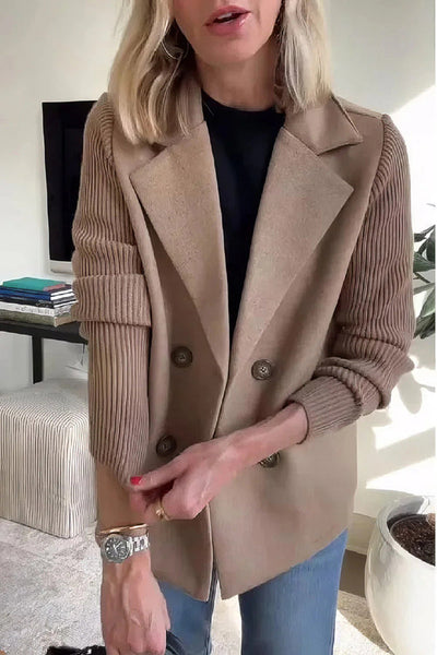 Fashion Lapel Stitching Long Sleeve Casual Button Loose Coat