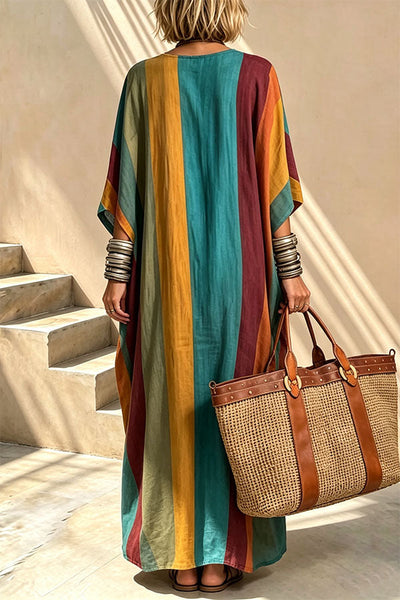 Nomad Stripe Oversized Linen Maxi Dress