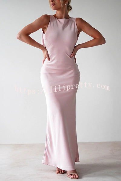 Solid Color Sexy Backless Lace-up Elegant Slim Maxi Dress