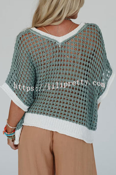Fashionable V-neck Knitted Hollow Loose Cover-ups