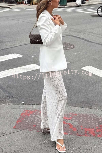 Budding Romance Floral Lace Elastic Waist Wide Leg Pants