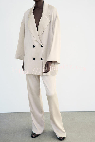 Fashionable Wrinkled Lapel Long-sleeved Loose Blazer