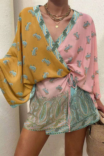 Gypsy Soul Paisley Wrap-Style Mini Beach Tunic & Dress