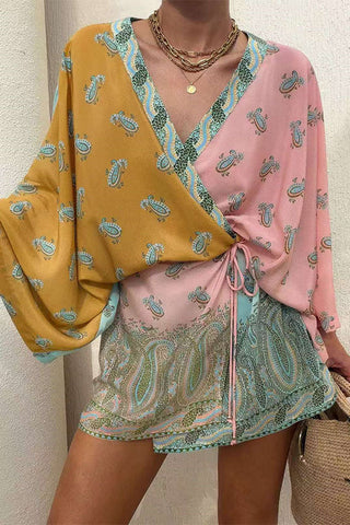 Gypsy Soul Paisley Wrap-Style Mini Beach Tunic & Dress