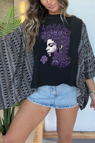 Unique Ethnic Print Batwing Sleeve Loose Top