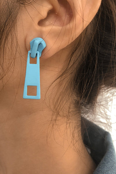 Candy Color Metal Zipper Earrings
