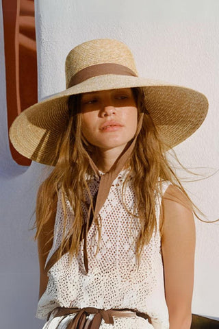 Ribbon Wide Brim Straw Hat