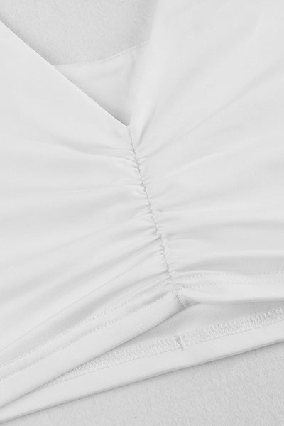 V Neck Fake Two-piece Crop Top Hollow Out Pants Set