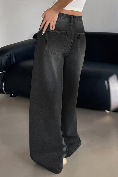 Fashion Ripped Loose Casual Pocket Wide-leg Jeans