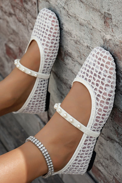 Stylish Hollowed-out Mesh Square Toe Flat Casual Shoes