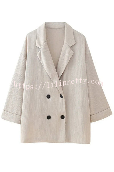 Fashionable Wrinkled Lapel Long-sleeved Loose Blazer