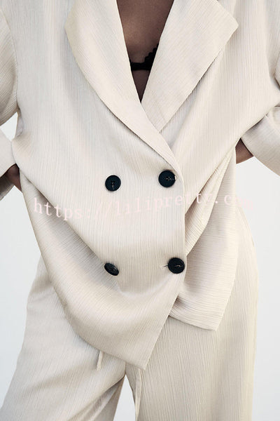 Fashionable Wrinkled Lapel Long-sleeved Loose Blazer