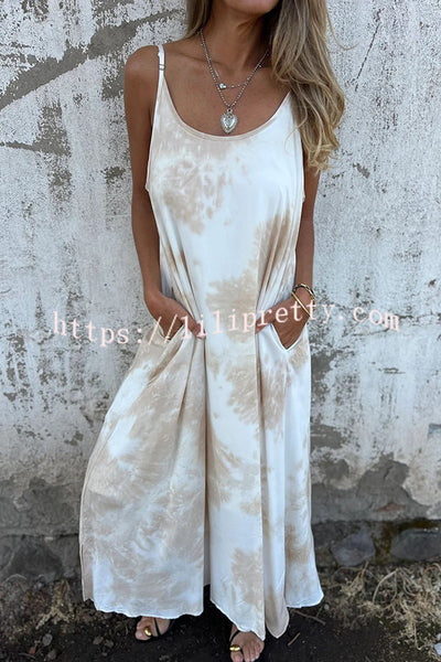 Zebra Print Suspender Pocket Loose Backless Maxi Dress