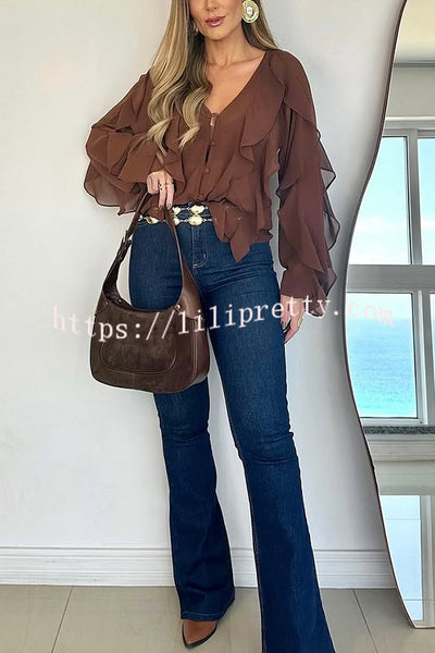 Fashion V-neck Long Sleeve Elegant Loose Shirt