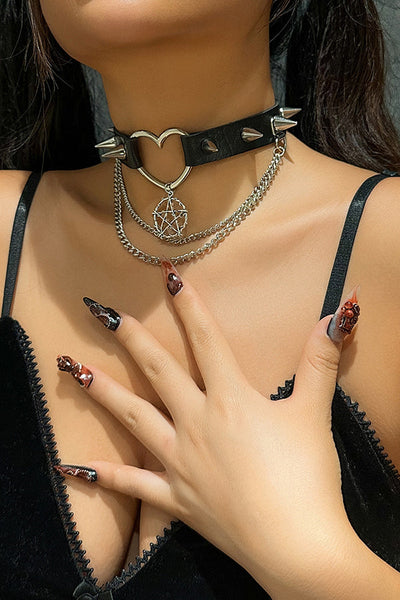 Dark Rivet Punk Necklace
