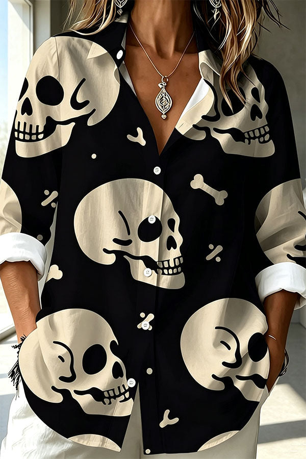 Halloween Shirt with Evil Spirit and Witch Hat Pattern