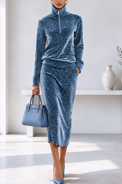 Elegant Slim-Fit Velvet Two-Piece Dress Set