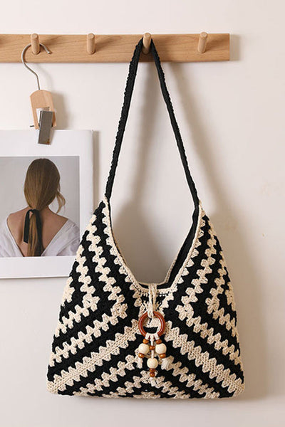 Ethnic Colorful Granny Check Woven Bag