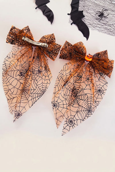 Large Halloween Mesh Bow Hair Clip