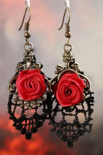 Dark-style Rose Earrings
