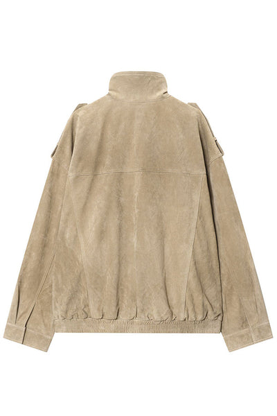 Fashionable Suede Loose Pocket Leather Jacket