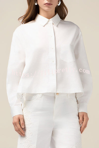 Daisy Long Sleeve Back Crochet Floral Lace A-line Blouse