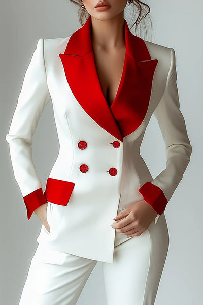 Fashionable Contrast Color Long Sleeve Lapel Button Blazer