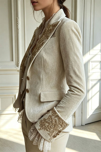 Aurelia Vintage Velvet Embroidered Blazer