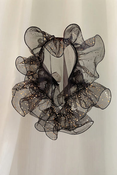 Black Multi-layered Ruffled Tulle Headband