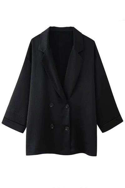 Fashionable Wrinkled Lapel Long-sleeved Loose Blazer