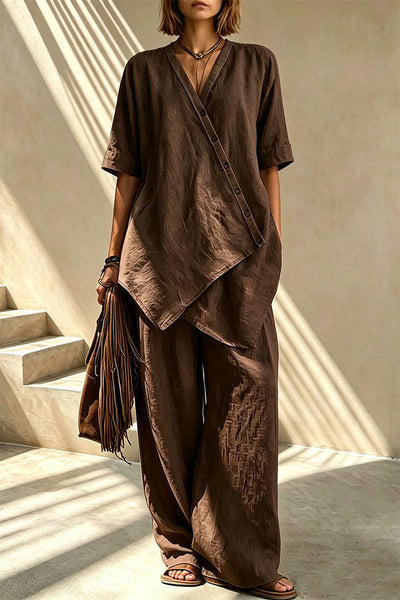 Tulum Asymmetric Linen Two-Piece Set